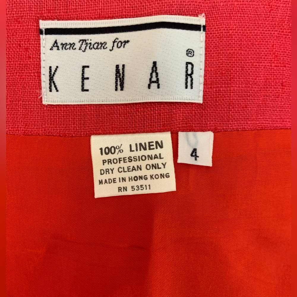 VGUC Vintage 80s Ann Tjian for Kenar Long Red Linen Pencil Skirt - Picture 6 of 8